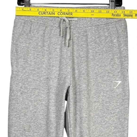Gymshark Crest Joggers Mens Small Light Grey Marl B1A3V Sweatpants Drawstring - Picture 3 of 8